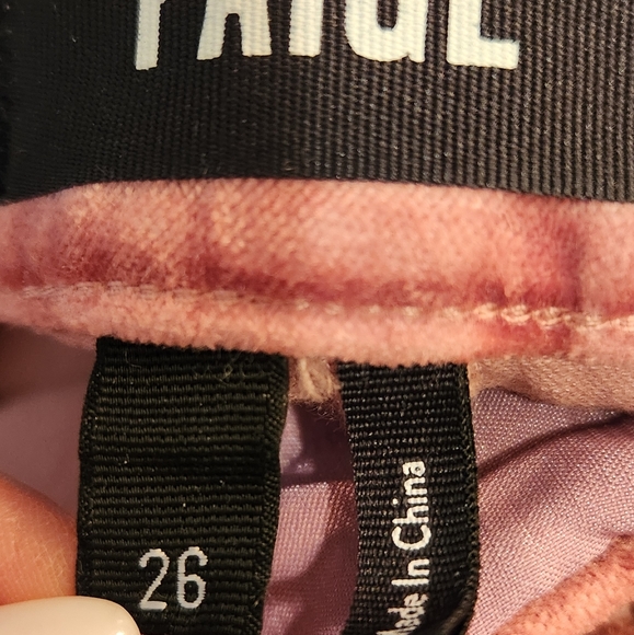 PAIGE Velvet high waist twisted seam slit jeans. Size 26. Color Pink - Picture 5 of 7
